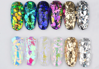 ByFashion.ru - Конфетти битое стекло цветное мелкое для дизайна ногтей, 12 шт.