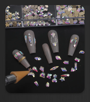 ByFashion.ru - Стразы для дизайна ногтей со стилусом в органайзере, 24 ячейки