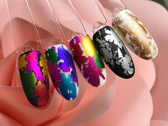 ByFashion.ru - Жатая фольга Поталь для дизайна ногтей в баночке разноцветная, 12 шт.