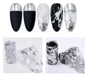 ByFashion.ru - Переводная ажурная фольга для дизайна ногтей (литья) серебро